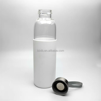 Botol kaca borosilikat 500ml, botol air kaca kustom dengan penutup silikon