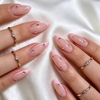 Uñas Postizas de ABS con Diseño Patriótico del 4 de Julio, Rojas, Blancas y Azules, Reutilizables, Cortas, en Forma de Almendra, Virales en TikTok