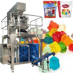 YB-210D otomatis Doypack permen Wafers kue keju mengisi berat coklat biskuit Lollipop Jelly Gummy kemasan mesin - Product Image 1