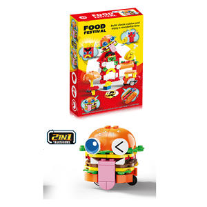 Ensemble de construction alimentaire intelligent 2-en-1 Pièce d'affichage pour burger à puce de monstre à recul Ensemble de construction stylisé 58-88 pièces Ensemble de jouets - Product Image 2