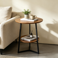 Table d'appoint en métal à 2 niveaux pour chambre à coucher, table de chevet simple, étagère de rangement pour salon - Vente en gros