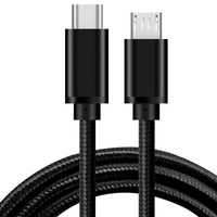 Kabel Mikro 30Cm, Tipo C, USB, Nilon, Dikepang Tipe C (USB-C) Ke Mikro, USB, Sinkronisasi, Pengisi Daya, Kabel Data, Adaptor OTG