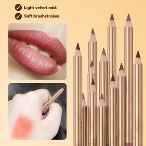 Creamy Matte Lip <b>Liner</b> Custom Logo Highly-Pigmented Pencil Waterproof LongWear Brown Lip <b>Liner</b> with Blending Brush - Product Image 3