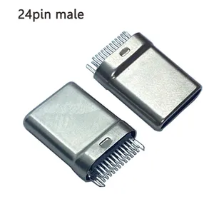 Conector USB 3,1 SMT tipo C, Conector de 24 Pines, USB-C, montaje medio Horizontal, macho, tablero de férula para cable adaptador de cargador, bricolaje