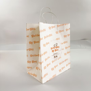 Recyclable White Kraft Shopping <b>Bag</b> Custom Logo Printed Handle <b>Bag</b> Cookie <b>Cake</b> Packaging Paper <b>Bags</b> for Cafe - Product Image 2