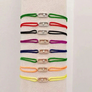 French Romantic 925 Sterling Silver Gold Plated Zircon Charm <b>Bracelet</b> Good Fortune Red Rope Adjustable Hand Jewelry <b>Sweet</b> - Product Image 1