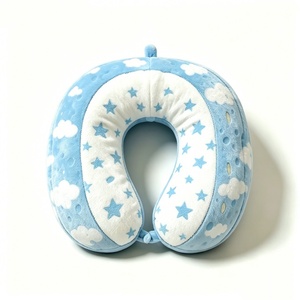 Soft fuzzy star <b>neck</b> <b>pillow</b> with snap closure, Microfiber plush sky themed U <b>pillow</b> - Product Image 4