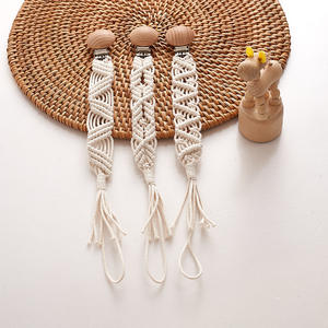 <span class=keywords><strong>Chupete</strong></span> Vintage de ganchillo para bebé, cadena con Clip, cuerda de algodón tejida con madera de haya, soporte para pezones ficticios DIY para 0-12 meses, juguete de dentición - Product Image 4