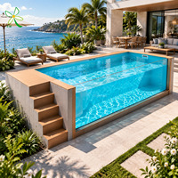 Piscine hors sol rectangulaire en fibre de verre, jacuzzi spa durable pour jardin de villa, directement de l'usine.