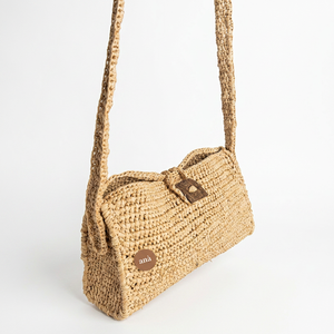 Sac bandoulière Ana au crochet, style bohème, motif géométrique, portable avec logo et fermeture à cadenas, usage quotidien estival, doublure en polyester - Product Image 3