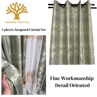 Rideaux Jacquard Classiques à Motifs Floraux 3 Pièces Prêts à Poser avec Œillets, Occultation Élevée, en Polyester, pour Maison Tropicale