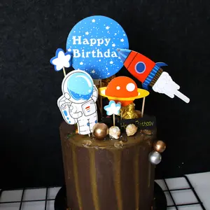 ケーキデコレーションパイロット宇宙飛行士エイリアンバースデーピックロケット宇宙船ケーキデコレーション