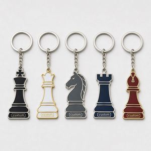 Porte-clés personnalisés en gros de haute qualité, figurines, design de jeu de société, souvenir de club d'échecs - Product Image 1