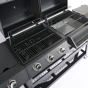 Large <strong>Dual</strong>-Use Gas &amp; Charcoal BBQ Grill Pan 5 Burner Metal Outdoor Portable <strong>Barbecue</strong> with Modern Style for Home &amp; Commercial Use - Product Image 2