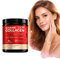 Collagène marin en poudre de type I pour la peau et le soutien des articulations, peptides de collagène hydrolysés, contient de l'acide hyaluronique et de la vitamine C