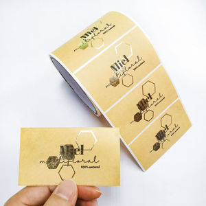 Autocollant adhésif imperméable personnalisé pour bougies et cadres photo, forme personnalisée, papier kraft brun doré, impression CMYK, découpe à la forme - Product Image 1