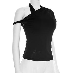 Viviblook J26TP069 Nuevo Top de Verano para Mujer, Chaleco Irregular Sexy de Color Liso con Hombros Descubiertos y Tirantes para Damas - Product Image 4