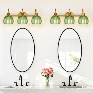 <b>Wall</b> Lamp Green Glass Shade Copper Body E27 LED <b>Wall</b> Mounted European Style Bedroom Living Room <b>Lighting</b> - Product Image 3