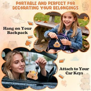 24 stuks pluche sleutelhanger schattig en knuffelig capibara brood toast model pluche sleutelhanger voor meisjes tas accessoires - Product Image 4