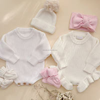 Barboteuse Bébé Classique à Jambes Courtes en Coton Tricoté Épais, Personnalisable, Cadeau Naissance pour Garçon, Tenue Unisexe Personnalisée pour Bébé