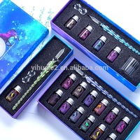 Yihuale — ensemble de stylos de calligraphie, stylo tremper en verre Vintage cristal avec encre de 12 couleurs, nouveau produit 2021