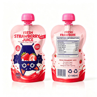 Op maat gemaakte, speciaal gevormde, hersluitbare staande spout pouches van 100ml, 150ml en 200ml met hersluitbare dop voor biologische vruchtensap, in Mylar zakken.