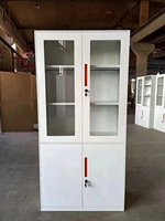 Armoire de rangement de bureau moderne en acier verrouillable avec étagères réglables, 2 tiroirs, gain de place, pour usage scolaire, en stock