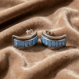 Pendientes Huggie Curvos Personalizados al por Mayor con Piedra Azul, de Acero Inoxidable, Estilo Vintage Minimalista, Hipoalergénicos, Joyería Diaria, Regalo para Mujer - Product Image 2