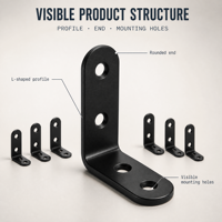 Support d'angle triangulaire en L simple face robuste thermolaqué, accessoires de support standard, vis, pour meubles