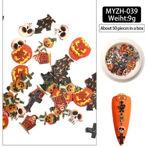 Halloween Nail Charms Accessories 3D Pumpkin Skull DIY Nail Decorations Sticker