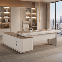 Bureau de direction haut de gamme avec armoire latérale, table moderne pour PDG, fournisseur de mobilier commercial sur mesure