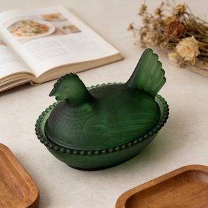 Stoples Permen Bentuk Ayam Kaca Vintage Warna-warni, Wadah Penyimpanan Dekoratif untuk Dapur Rumah - Product Image 5