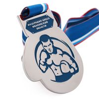 Médaille de boxe personnalisée pour la remise de prix, médaille plaquée argent sur mesure avec motif homme pour les compétitions de gym et de fitness