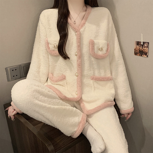Ensembles <span class=keywords><strong>de</strong></span> vêtements <span class=keywords><strong>de</strong></span> <span class=keywords><strong>nuit</strong></span> 2556 # pyjamas d'hiver demi velours pyjamas femmes petit vent parfumé épaissi doux fille maison costume - Product Image 1