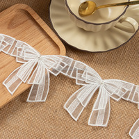 Dentelle en organza de polyester blanc français, tissu à broder, maille, broderie, perles de papillon pour la couture, dentelle guipure décorative, textile