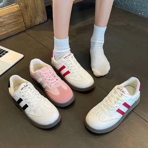 Baskets en daim blanc de <span class=keywords><strong>style</strong></span> allemand <span class=keywords><strong>vintage</strong></span> pour femmes, chaussures de sport décontractées, semelles épaisses, lacets, souples, printemps automne, étudiantes - Product Image 1