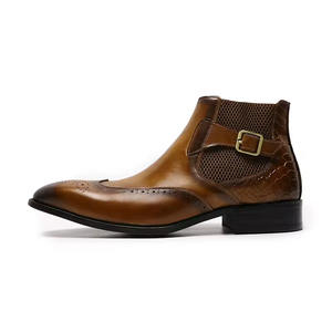 Botas de Cuero Genuino Estilo <span class=keywords><strong>Chelsea</strong></span> y Western para Hombre con Hebilla y Correa - Tendencia de Moda para Otoño/Invierno, Envío Directo, Mercado Americano - Product Image 3