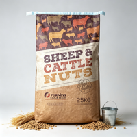Sac d'emballage vintage imprimé en PP tissé laminé BOPP pour aliments du bétail, 25 kg, haute résistance à la traction, résistant à l'humidité, pour l'emballage des aliments pour moutons et bovins