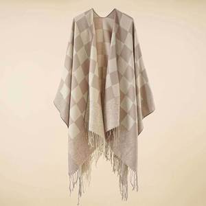 2024 High Quality Wool Women's Winter Long Poncho <b>Blanket</b> Shawl <b>Wrap</b> Cape Open Front Hooded - Product Image 2