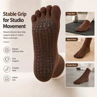 Kaos Kaki Pilates Rajut Khusus dengan Sol Anti-Selip Anti-Bakteri dan Bernapas untuk Studio Yoga Musim Semi Merek Kebugaran Label Pribadi