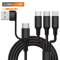 Kabel Pengisian Daya Multi 6 in 1 OEM, Kabel Sinkronisasi Data USB 2.0 Berbahan Nilon Kepang untuk Aksesoris Ponsel Android Grosir
