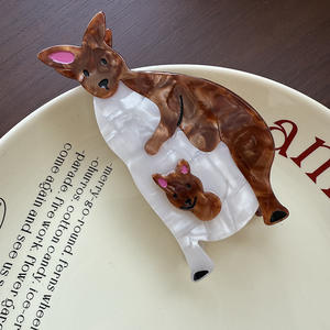 مشبك شعر أسيتات بتصميم جديد على شكل حيوان الغابة السنجاب، مشبك شعر أسيتات لطيف على شكل حيوان الكنغر، مشبك شعر مخصص للنساء - Product Image 6