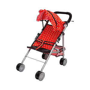 Passeggino pieghevole <span class=keywords><strong>rosa</strong></span> classico per <span class=keywords><strong>bambole</strong></span> ruote girevoli e cesto arco per finzione gioco e giocattolo prescolare realizzato in plastica resistente - Product Image 1