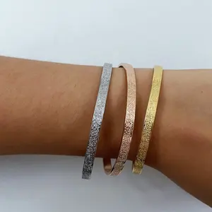 Personalized Inspirational Ayatul Kursi Cuff Open Bracelets Gold Stainless Steel Arabic Cuff Bangle Bracelet