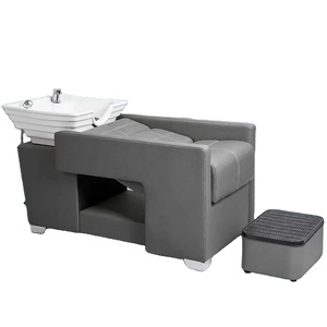 Nouveau lit de lavage capillaire exclusif pour salon de coiffure, design minimaliste, avec bac en céramique et fonction de rinçage - Product Image 4