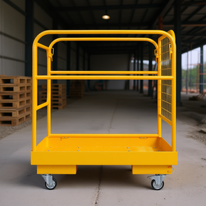 Cage de sécurité pour chariot élévateur 36 x 36 pouces, plateforme de travail, roues pivotantes verrouillables, acier haute résistance, conception industrielle - Product Image 2