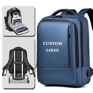 Sac à dos d'affaires pour homme à grande capacité avec logo personnalisé, imperméable, pour ordinateur portable de 17,3 pouces, sac de voyage haut de gamme en Oxford - Product Image 1