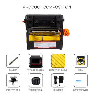 65ft Pipe Inspection <strong>Camera</strong> 10.1'' Monitor With DVR, Video Pipe Inspection Equipment IP68 Cam With Meter Counter and Keyboard - Product Image 6
