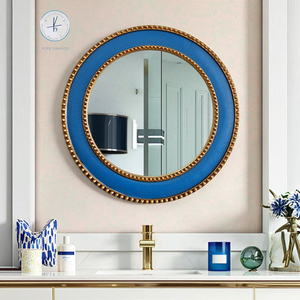 Espejo de baño de poliresina Azul Mediterráneo redondo elegante con marco dorado estilo Art <span class=keywords><strong>Deco</strong></span> para decoración de baño - Product Image 6