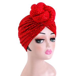 Al por mayor, nuevos pañuelos para la cabeza unisex Aso Oke, turbantes de <span class=keywords><strong>moda</strong></span> con lentejuelas brillantes, turbantes de lujo nigerianos africanos para mujer, para exteriores. - Product Image 5